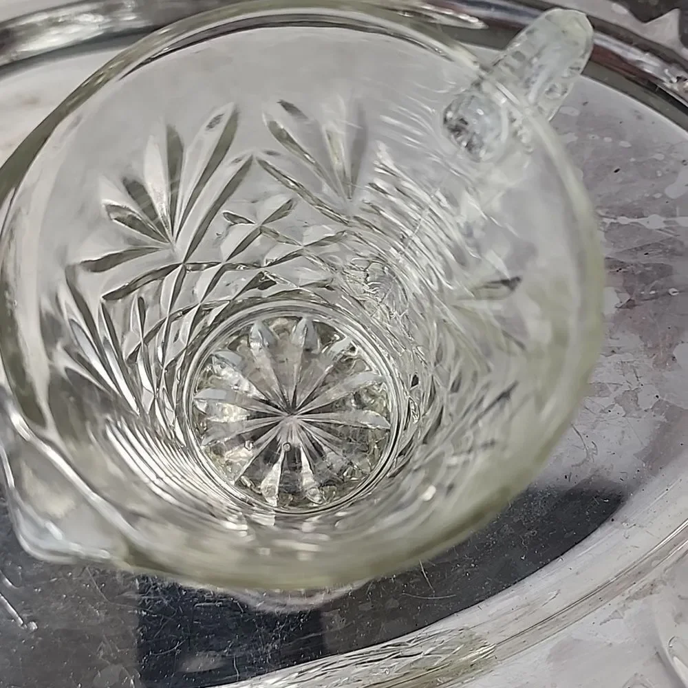 Vintage Pressed Glass Pitcher Creamer Pineapple Pattern